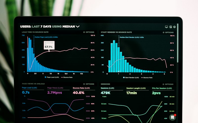 Gráficos de analítica en una laptop